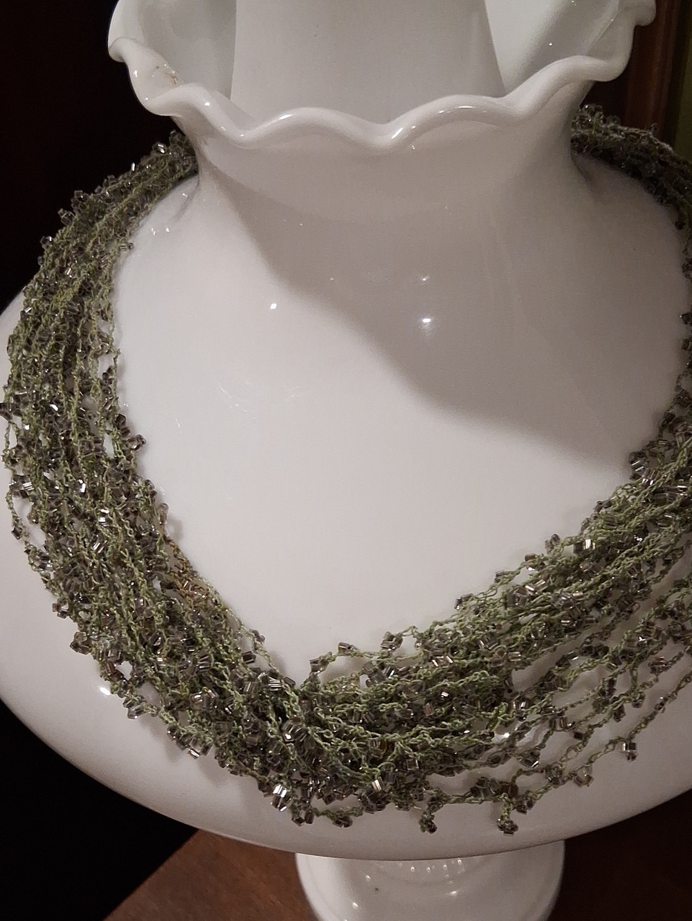 Olive Green Multi-Strand Beaded Necklace - Women Jewelry